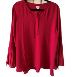 Chico's Pleated Bell Sleeve Blouse - Chico's Size 3 (16/18)